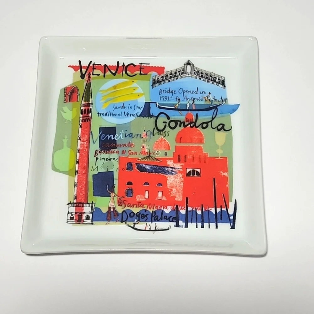 Crate&Barrel Crate and Barrel Tokyo and Venice City Scenes Tapas Plates-Set of 2